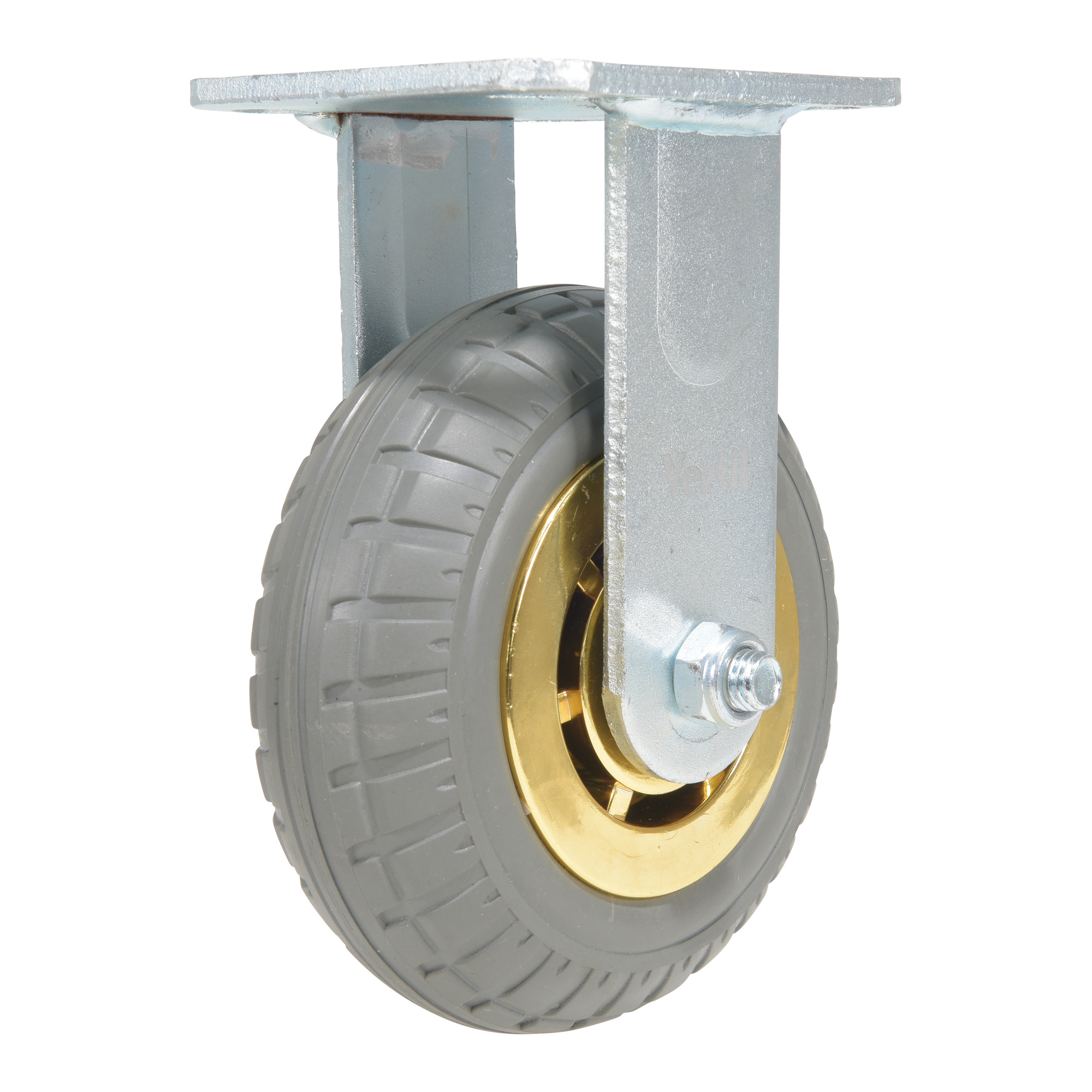 Vestil Flat-Free Rigid Caster - 6in. x 2in., Solid Rubber, 617 Lb. Capacity, Non-Marking, Zinc Plated, Model# CST-VE-6X2FF-R
